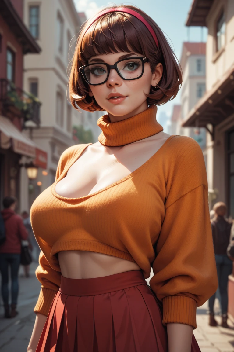 highres, masterpiece, realistic, perfect lighting, bloom, cinematic lighting, adult, female, cowboy shot, looking at viewer, clama, <lora:clama_v11:0.6>, <lora:TurtleneckSweater+leotard:0.8> nsfw, 1girl, turtleneck sweater, cleavage cutout, cleavage, leotard, long sleeves, short hair, curly hair, afro, brown hair, red IncursioDipDyedHair, brown eyes, glasses, round eyewear, necklace, <lora:DipDyedHair:1> <lora:weight_slider_v2:0.75>
