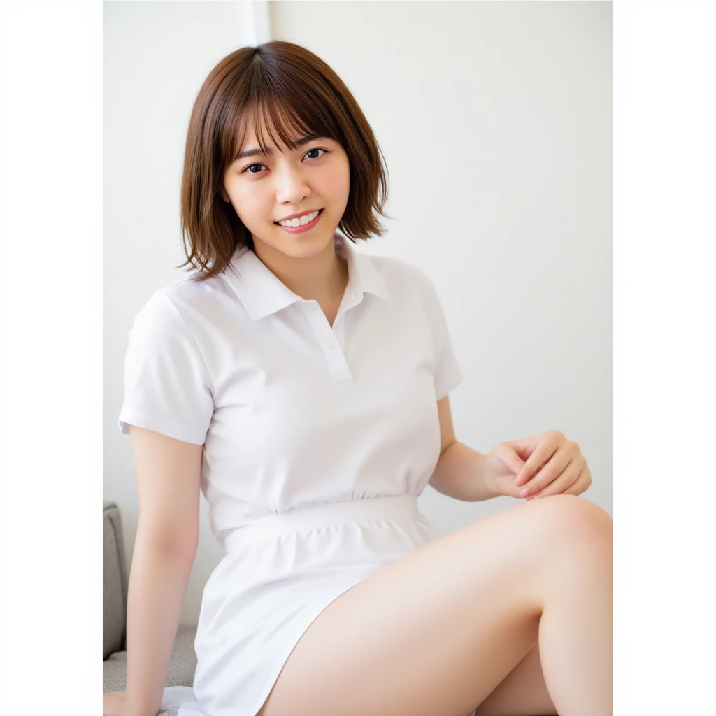 A 25-year-old woman in a white nurse uniform sits with her legs apart, Exposing panties. nurse ÉO H15, Short high school students are wearing white socks, Wearing nurse clothes, nurse, nurse girl、Wear short white socks, Sitting in short white socks, Wearing a white blouse