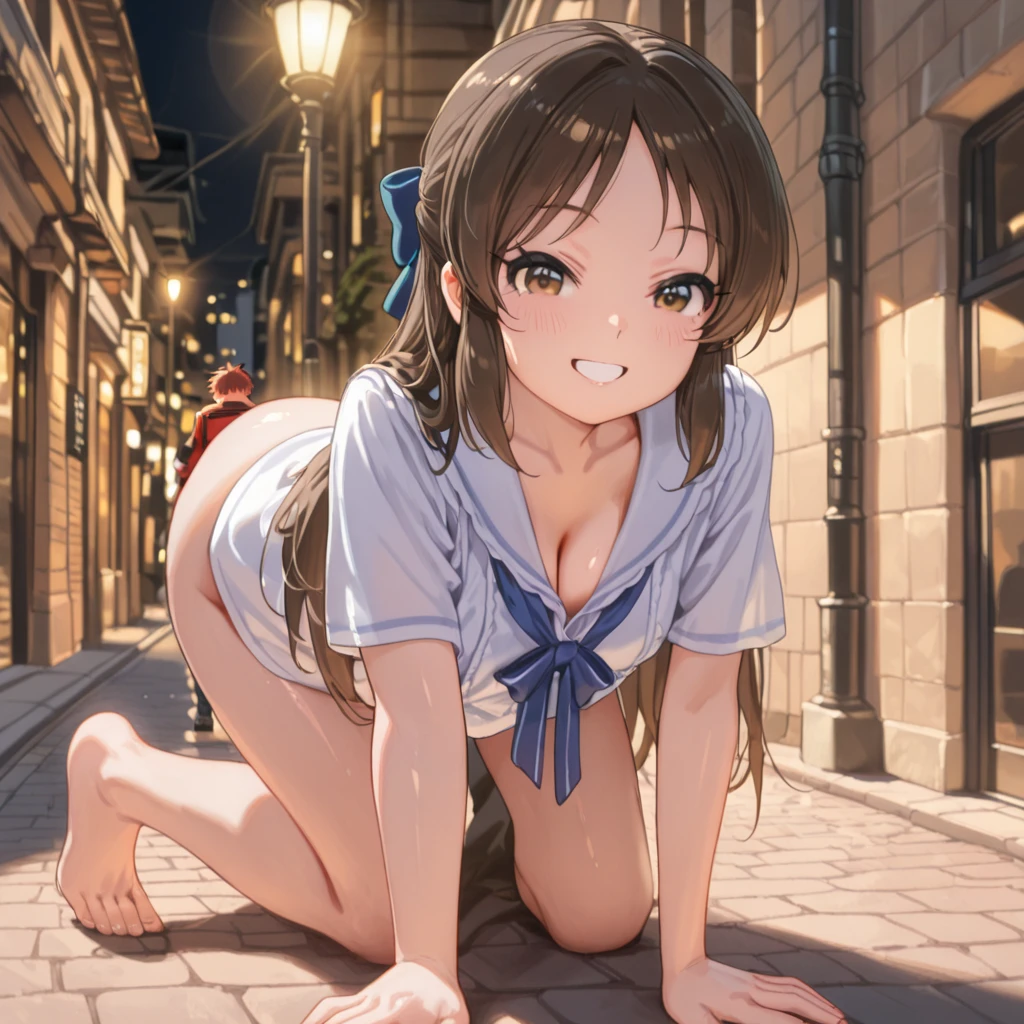 (shigure:1.5), (ahoge, brown hair, blue eyes, braid, hair ornament, hair over shoulder, long hair, single braid, hair flaps,:1.2), BREAK, (at Alley, at night, faint light:1.3), BREAK, (masterpiece, best quality:1.4), super fine illustration, shiny skin, detailed skin, detailed face, cute, detailed eyes, anime screencap, BREAK, (NSFW), (NUDE), BREAK, (cute, large breast:1.2), BREAK, (coat over naked:1.6), (wearing loafers, ankle sockes:1.3), (squatting, spread legs:1.4), BREAK, (heavy breathing, steam, embarrassed, blush:1.2), (sweaty, wet:1.2), (godpussy2, pussy, rear pussy, vagina, pussy juice:1.1), (pubic hair:1.5),