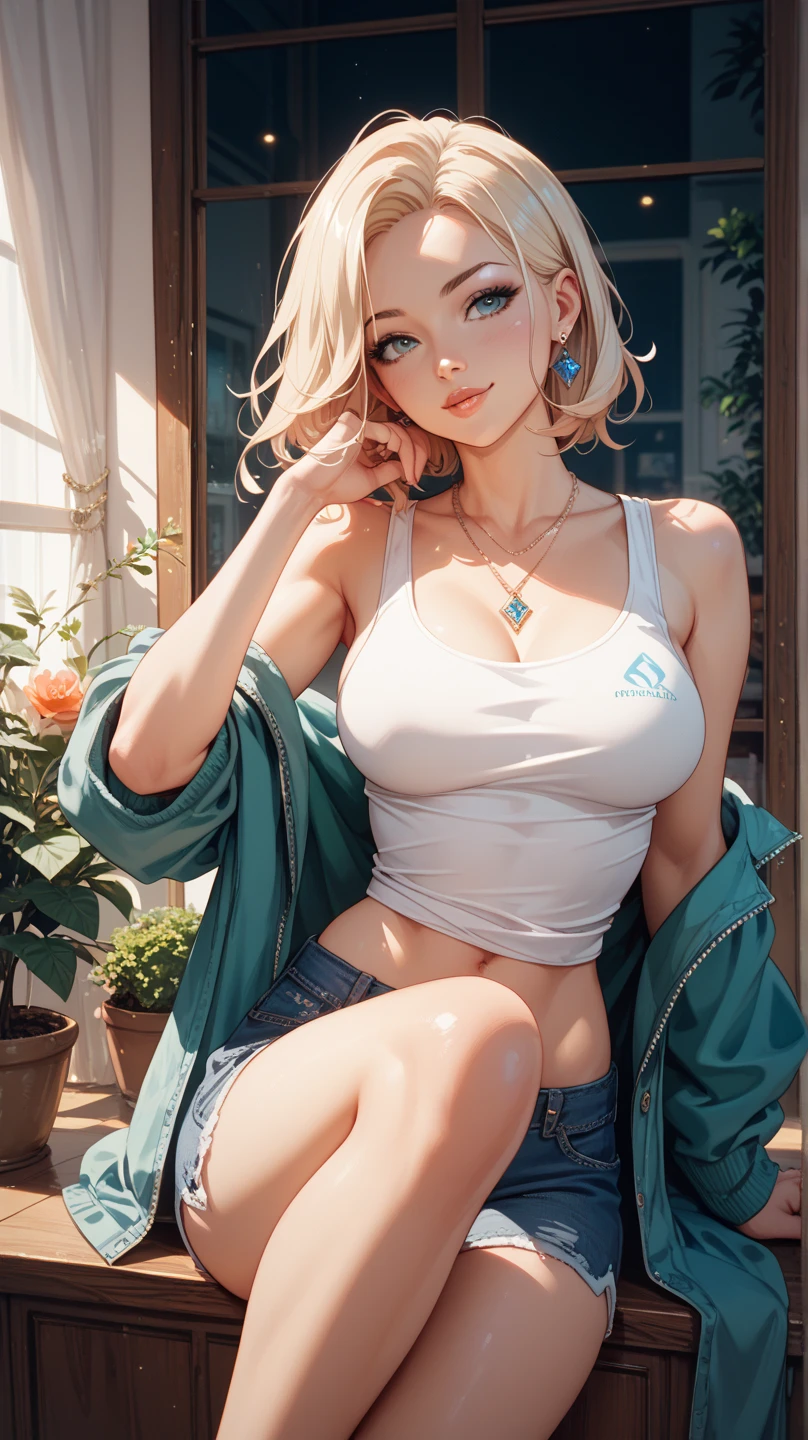 high-definition full-color images, best quality, a woman, (realistic skin), drooping eyes, ecstasy, sleepy, small eyes, (((straddling to hit her panties onto the corner of an aluminum table))), tiny earrings, thin necklace, (open legs), ((swollen areolas are visible through the shirt)), (((her pubic hair is sticking out of her panties top edge))), outside, near the beach,