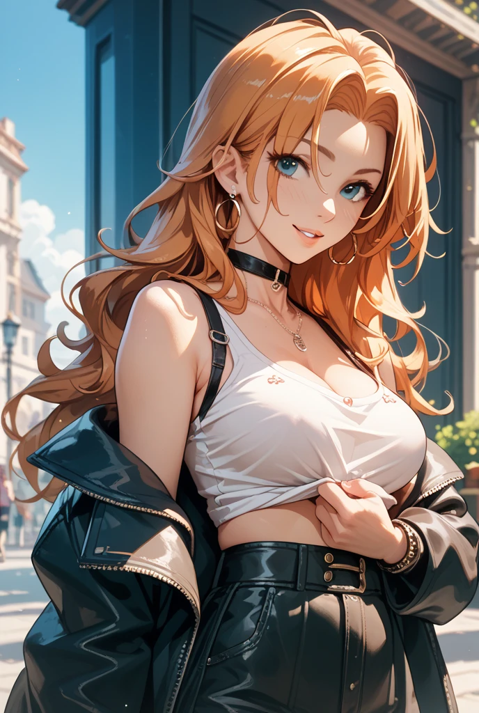 NSFW,(random sexy pose:1.5),from below,(movie-like scene,fantasy art,best image quality,hyperrealistic portrait,(8k),Super realistic,最high quality,high quality,High resolution,high qualityな質感,high detail,beautiful,Detailed,Highly detailed CG,detailed texture,realistic facial expression,masterpiece,before,dynamic,bold),highly detailed skin,(curve,),beautiful胸,(big breasts:1.2),white skin,pointed chest,erect nipples,(super thin hair),(super soft hair),(ultra straight hair),long flowing bangs,very light coppery amber hair,hair above one eye,(dressed:1.5),school uniform