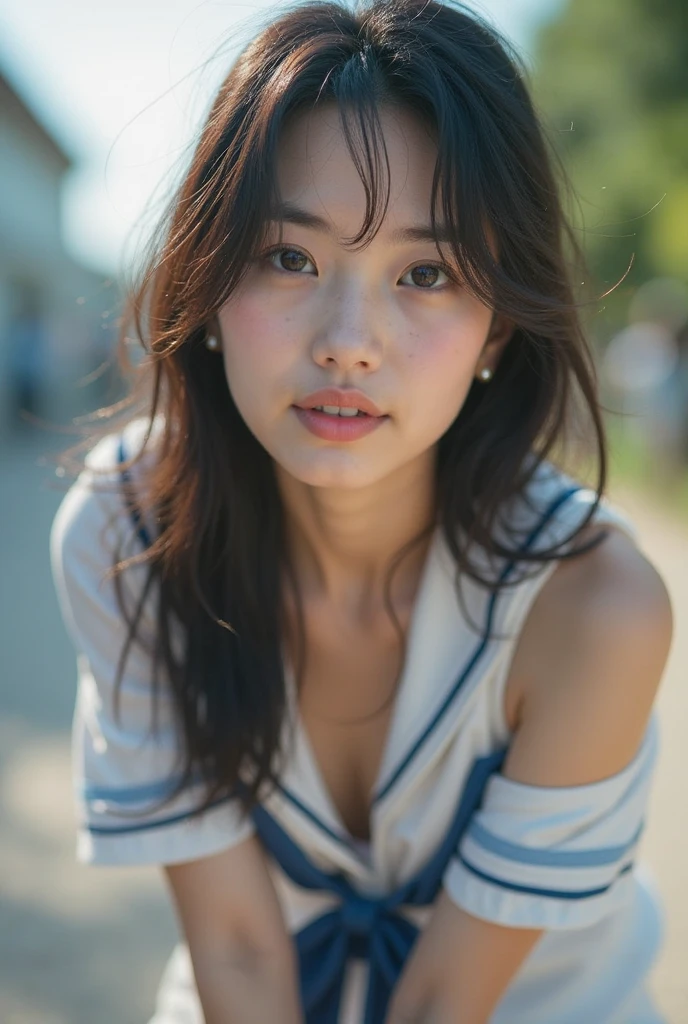 Best Quality, a stunning photo with beautiful saturation, A cute Japanese woman,Straight, A dark-haired,A heavy eyelid,cuminmouth, , {cum in mouth｝,NSFW, (Open mouth), Bukkake, facials, Close eyes,33 yo,((