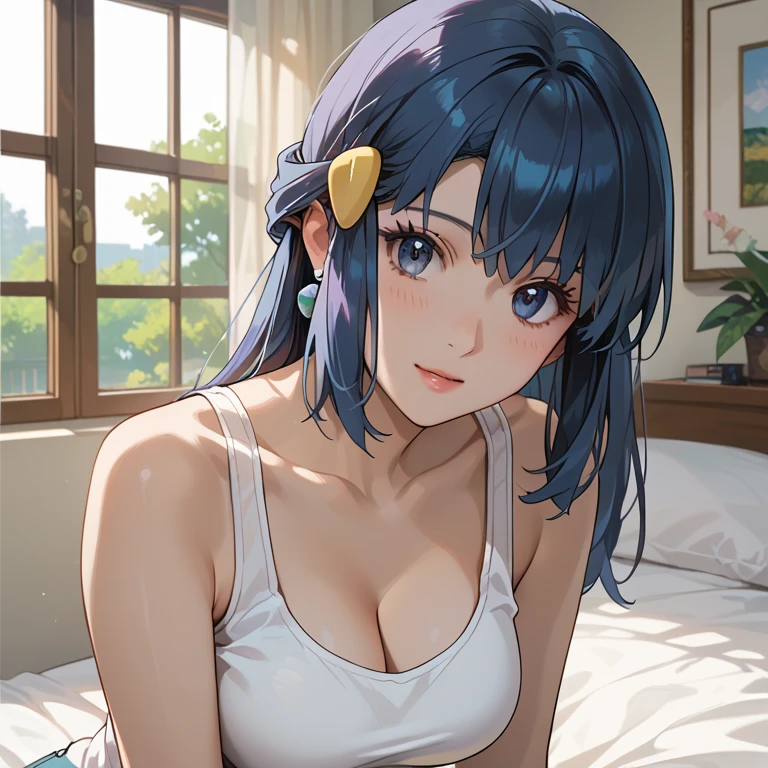 ((muste piece)), ((best quality)), (Super detailed), anime style etc.,peeing on the bed, pretty girl, 1 girl, solo, ((beautiful eyes)), shy smile, ((open chest)), ((cute nipples)), small breast, bunny girl00