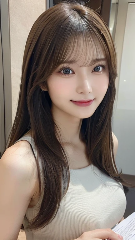 (8K, highest quality, masterpiece:1.2), (realistic, Photoreal:1.37), super detailed, one girl, cute, ((sleep in bed!)),solo,Dim,((rest one's chin on one's chin)),((small chest)), (nose blush), (laughter:1.3), beautiful and fine eyes, (hair length: 1.2), Floating hair NovaFrogStyle, Upper body, black tops,Thin short-sleeved blouse