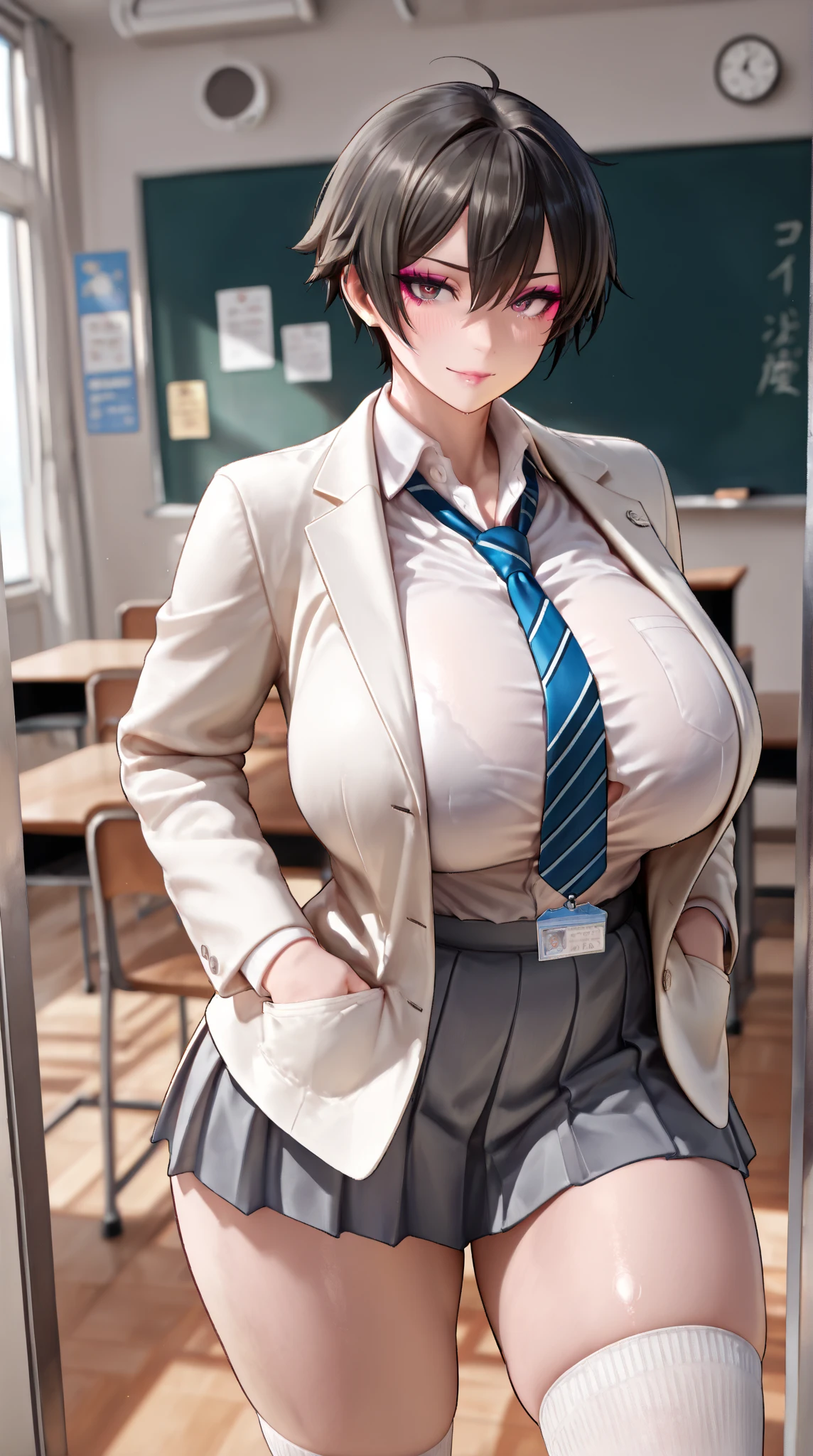 ((Best Quality)), ((masutepiece)), (Detailed), perfect face nsfw sexywyer、(Solo), 40 years、Classy business skirt、Black Blazer、White dress shirts、tight skirts、hyperdetailed face、Detailed lips、A detailed eye、二重まぶた、Brunette Bob Hair, Read at her desk、at the library、(Glamorous body)、(Colossal tits)、Fchest naked、perfend, perfect hand指, perfect chest, Perfect fit, perfect bodies, face perfect, Perfect image realism, 细致背景, detailed costume, maikurobikini、Lewd librarian、H-Realism、Photorealsitic、unrealengine、8K maximum resolution, (masterpiece), ighly detailed, professional huge breasts