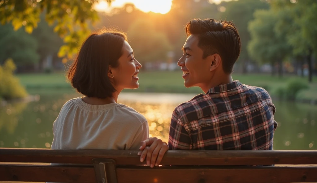 Caucasian woman resting her head on man's shoulder、one piece、sitting、romantic atmosphere、photo from the waist up