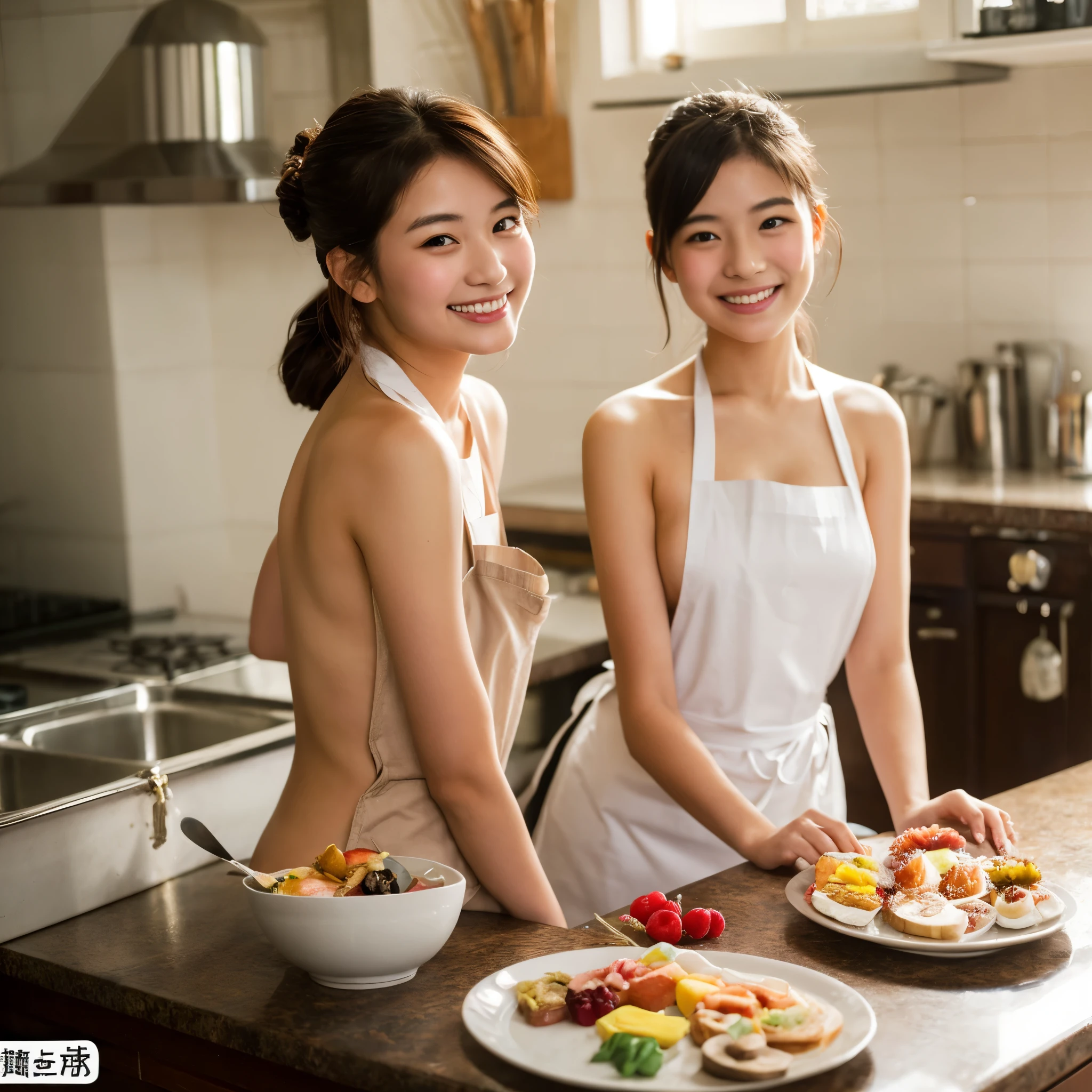 (Realistic、Photorealistic、Ultra-detailed、Highest Detail Skin、highest quality、masterpiece、超A high resolution)、Very cute Japanese woman、18-year-old、Gradient lighting、One Girl、Purelos Face、(((((Naked Apron、Wear only an apron、Green apron only、No clothes)))))、(((Coffee shop clerk、Serve customers at the counter)))、On the bed、Laughter、Realistic skin types、Perfect Style、Gravure idol pose、shortcut、double eyelid,(((((The camera is from the side of the body))))),Small breasts、