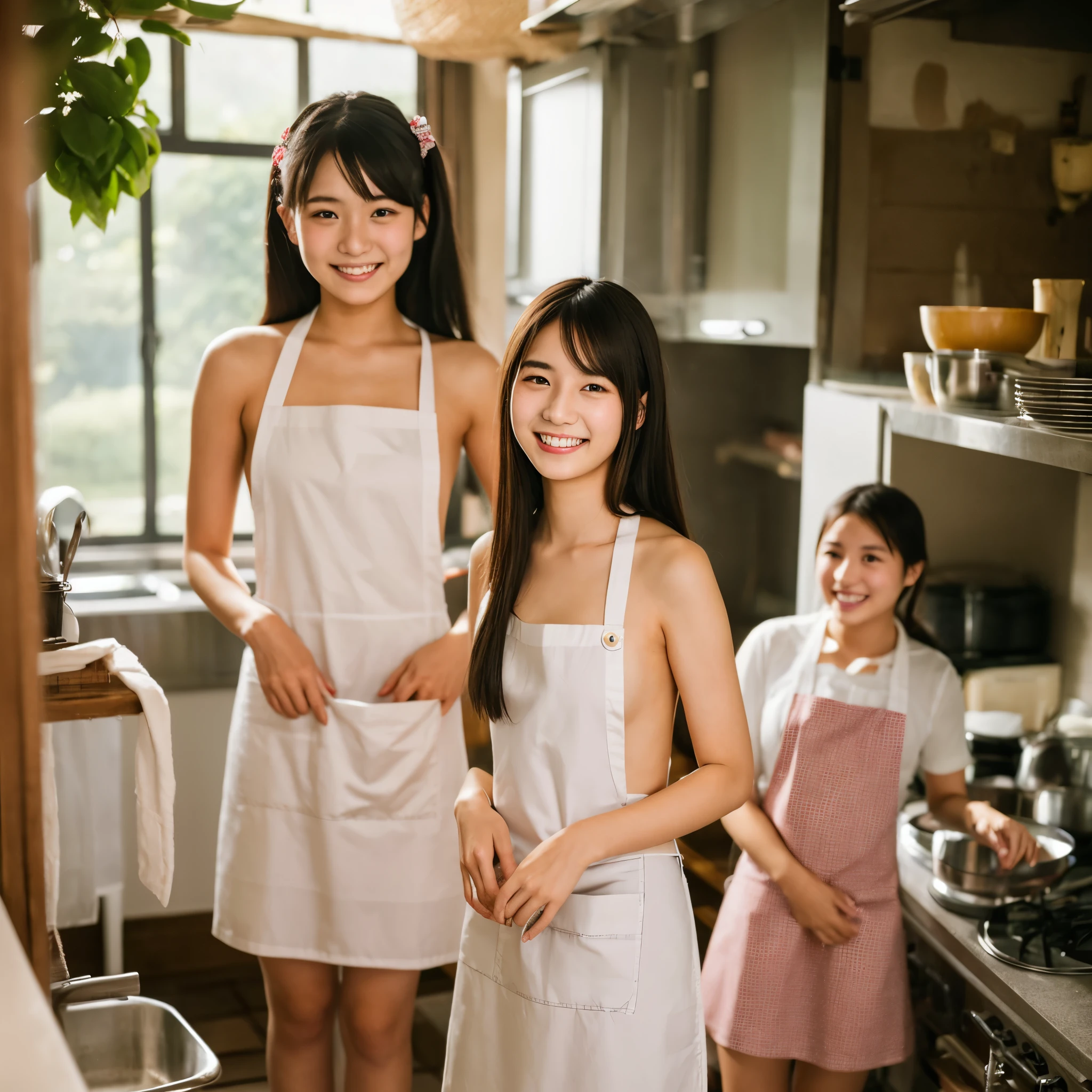 16 K,1080p,unrealengine5, (Best Quality, Master Pie CE:1.3,hight resolution, Photo_Realistic:1.3), (Focus on Face),FULL ANATOMY,Short side ponytail,ruddy skin texture, (appearance々Facial expressions), (japanese child:1.3), ((( 8-year-old girl:1.6))),((Flat breasts:1.5)),BREAK, (Naked:1.3),BREAK,(in a cafe:1.5),BREAK, (In the store:1.4),BREAK, (Shopping:1.3),BREAK,(Apron:1.5),Backlight,