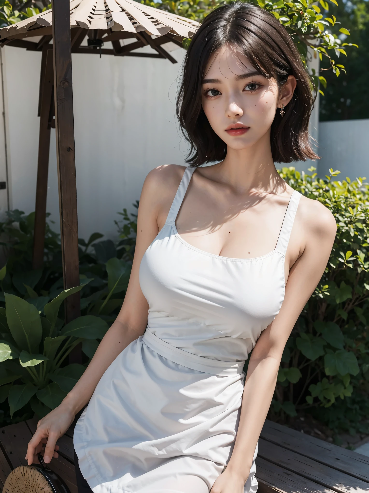 (purple printed china dress),1 girl,(short hair:1.1), (arms behind back:1.1),(realistic:1.7),((best quality)),absurdres,(ultra high res),(photorealistic:1.6),photorealistic,octane render,(hyperrealistic:1.2), (photorealistic face:1.2), (8k), (4k), (Masterpiece),(realistic skin texture), (illustration, cinematic lighting,wallpaper),( beautiful eyes:1.2),((((perfect face)))),(cute),(standing),(black hair),(short hair),black eyes,red lips, (outdoors),