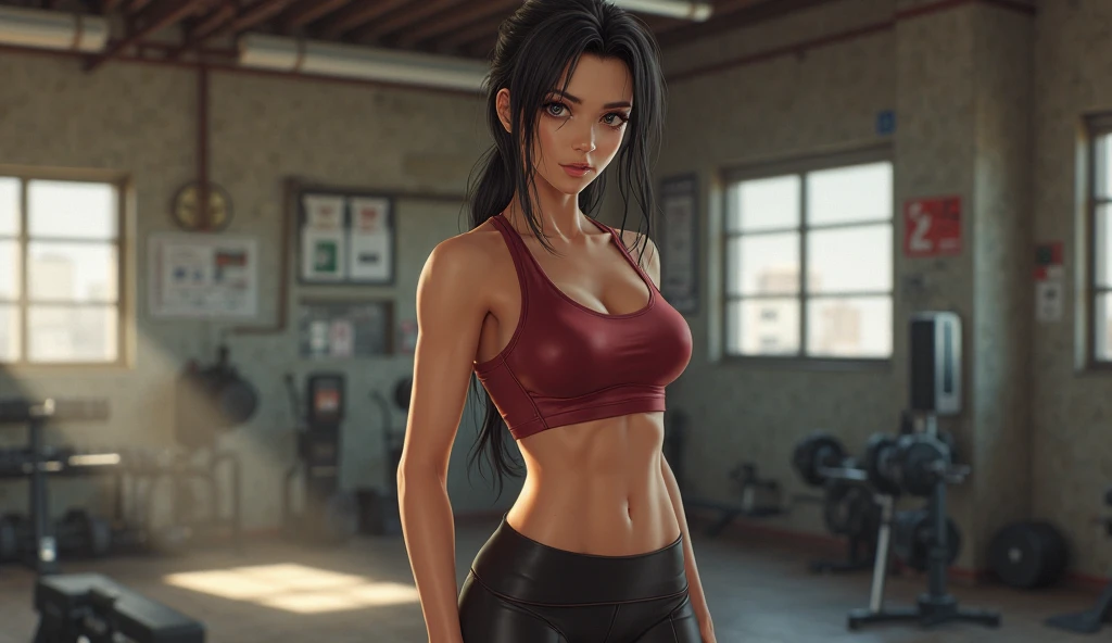 Sporty girl with little clothes
