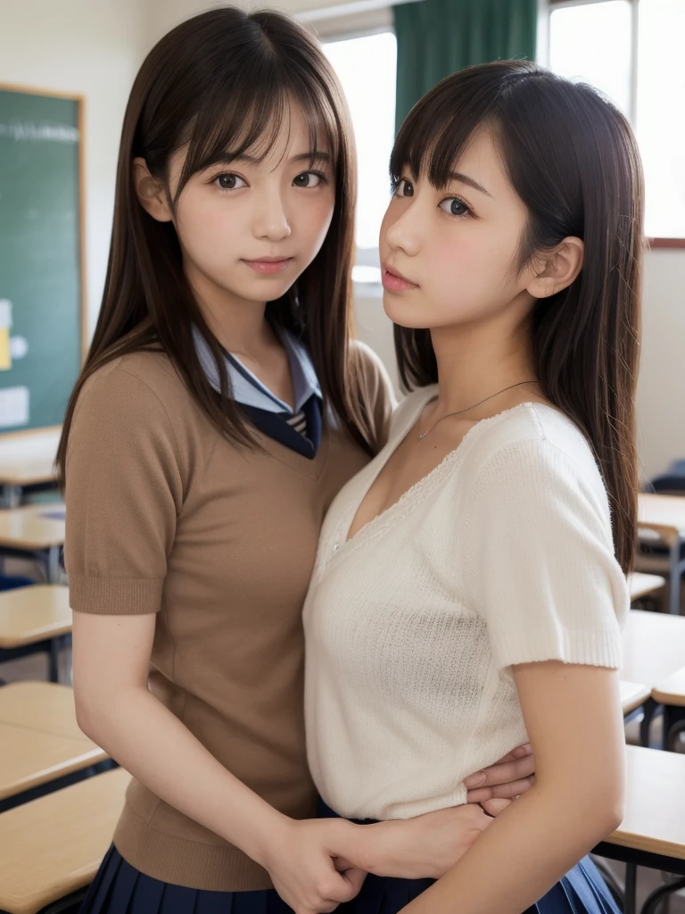 table top, highest quality, 8k, 15 year old naked girl, small breasts、((Big eyes))、(((smile))),学校のclassroom,(((view audience))),RAW photo, (((nude))), award winning portrait,(((Nipples exposed through exposed uniform))), smile, alone, daytime, idol face, delicate girl, Upper body, Digital single-lens reflex camera, looking at the viewer, Frank, Sophisticated, thin arms, soft ray、professional lighting, chromatic aberration, (Eye and face details:1.0), ((realistic))、1 girl, ((girls school uniform)), look at the audience, young face、非常に可愛いsmile, (( open your legs、please open your legs)),show your chest、classroom、(((when you take off your uniform, My chest is exposed)))、short hair,twin tails,perfect anatomy,accurate limbs,precise fingers