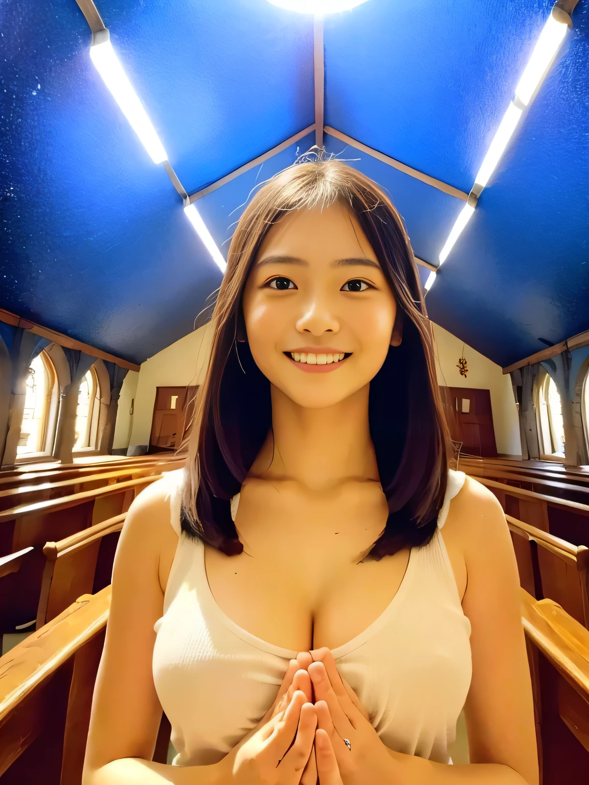 (((Highest image quality、highest resolution、Supreme Masterpiece、8k)))、(((Detailed face)))(((pretty face)))(((Babyface)))(((Young contour)))(((Lovely Eyes and Nose)))、((( Blizzard 10 )))(((Model Body)))(((Perfect Podiline)))、(((Big Breasts 1.0)))(((Big Cleavage 1.5)))、(((Long Straight Hair)))、(((Mysterious Church Sanctuary 2.0)))(((Praying Girl 2.0)))、(((Cardinal )))(((pope)))、(((Light of Blessings Pouring Down)))、(((Divine Light)))、(((Smiling)))(((Dynamic Prayer Scene)))