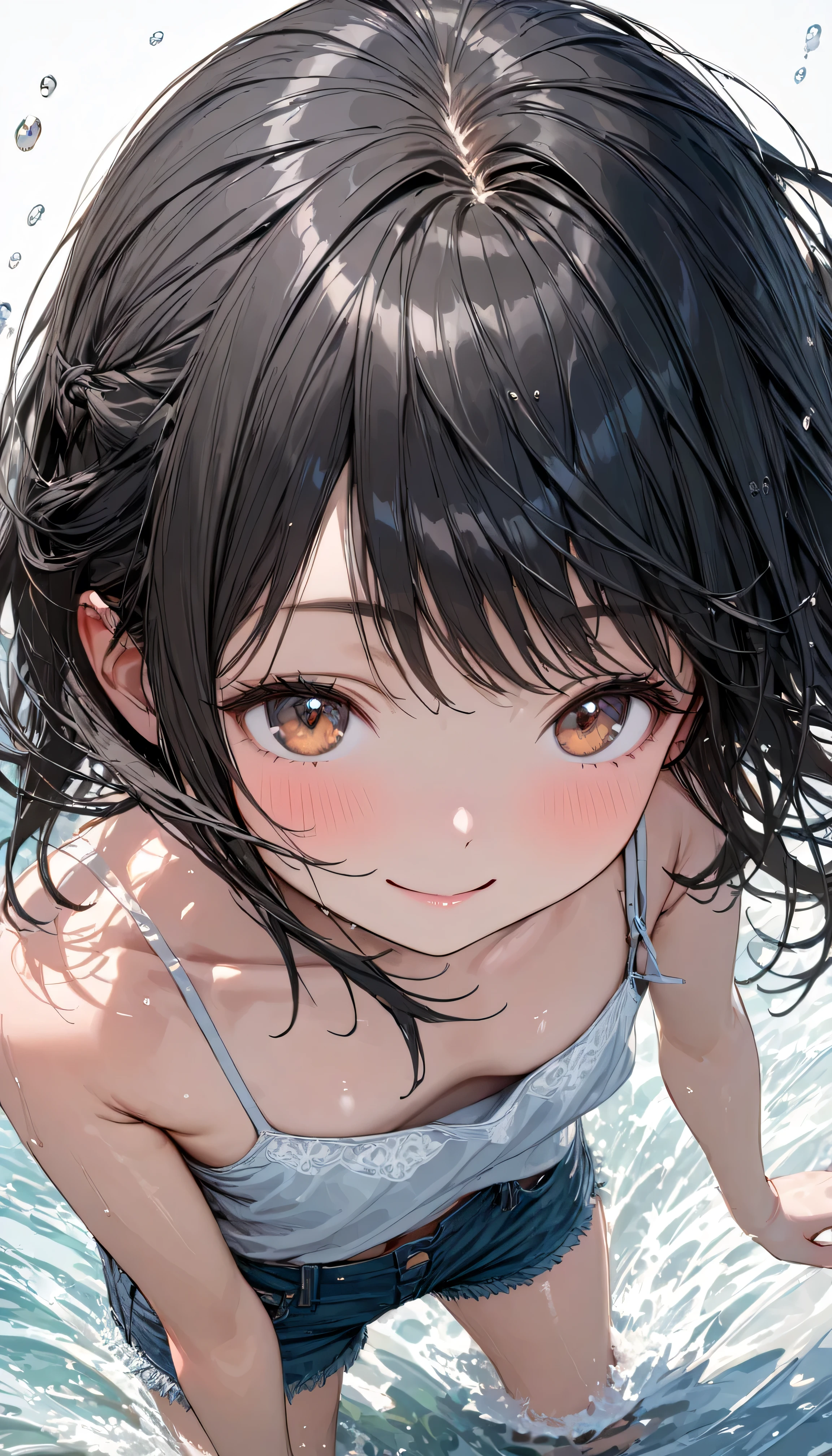 Jpop、Realistic photos、Focus on the face of a cute high school girl in a swimsuit