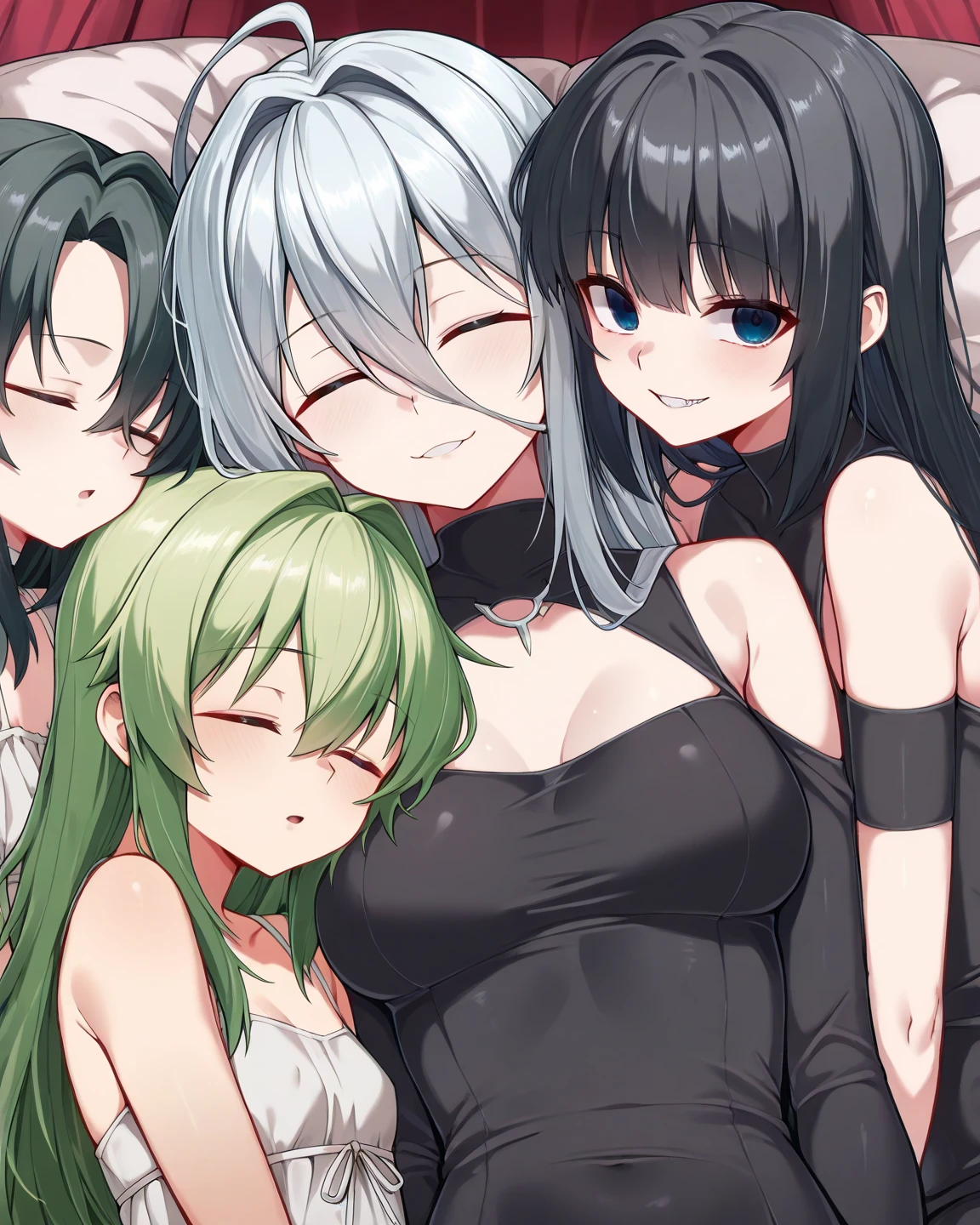 ((Full naked nude)), ((divine painter)), ((From the female genitals, sticky milk will definitely overflow.)), beautiful short black hair、A young woman with beautiful green eyes、Name is「Jade」,My best friend&#39;s wavy blue hair、A young woman with beautiful yellow eyes、Name is「rule」, ((highest quality)), ((masterpiece)), ((in detail)) ((perfect female body)), (Bewitching), (Thick white milk-like liquid gushing out from the two women&#39;s genitals.), (beautiful), (naked), ((「rule」In the room where I live「Jade」This is because I was caught masturbating.、play with each other&#39;s genitals)), (「Jade」Height: 158cm、Chest measurement 95cm、Waist circumference 40cm、Hip 78cm), (「rule」Height: 168cm、Chest measurement 105cm、Waist circumference 40cm、Ideal model body with 88cm hips), ((delicate)), ((Thick white milk-like liquid overflowing from between the two women&#39;s genitals)), ((「Jade」and「rule」Because they repeatedly put their fingers in and out of each other&#39;s vaginas.、 overflowing from the vagina)), ((expression of ecstasy)),