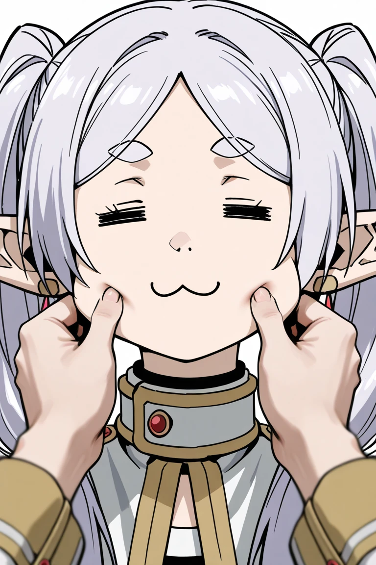 short hair,silver hair,blue eyes,elf,naked,blush,throat,cry,tears,gag,ring gag