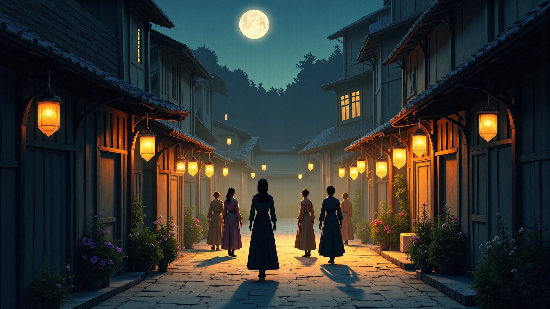 Traditional chinese painting, lotuses, Hanfu,Dress conservatively,Red long suit,blue long hair, ssmile, standing on your feet, Feet in the water, The barefoot,glomy,water ink --auto