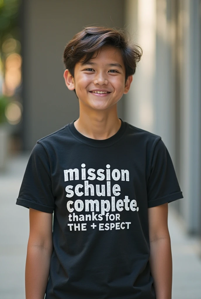 A student with a motivational phrase