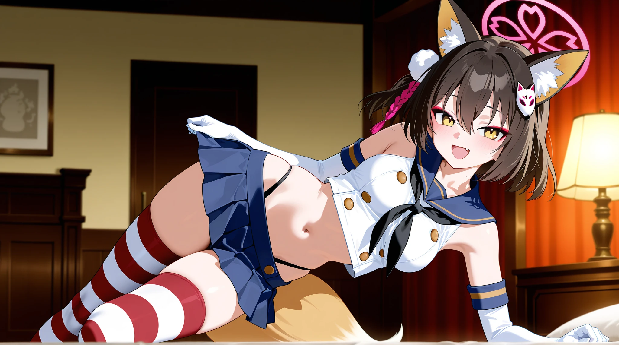 (day:1.7), standing in front of a snow covered mountain, winter,(close-Up:1.4),
Standing,bare legs,
cheerleader, crop top, holding pom poms, midriff, navel, orange skirt, pink footwear, pom pom (cheerleading),
hokusai, long hair, bangs, (purple eyes:1.1), hair ornament, purple hair, hair flower, low twintails,
1 girl, 20yo,mature female,Beautiful Finger,Beautiful long legs,Beautiful body,Beautiful Nose,Beautiful character design, perfect eyes, perfect face,
looking at viewer,(light_smile:0.3),(Closed_mouth),
NSFW,official art,extremely detailed CG unity 8k wallpaper, perfect lighting,Colorful, Bright_Front_face_Lighting,
(masterpiece:1.0),(best_quality:1.0), ultra high res,4K,ultra-detailed,
photography, 8K, HDR, highres, absurdres:1.2, Kodak portra 400, film grain, blurry background, bokeh:1.2, lens flare, (vibrant_color:1.2)
(Beautiful,medium_Breasts:1.4), (beautiful_face:1.5),(narrow_waist),(perfect hands, perfect anatomy),