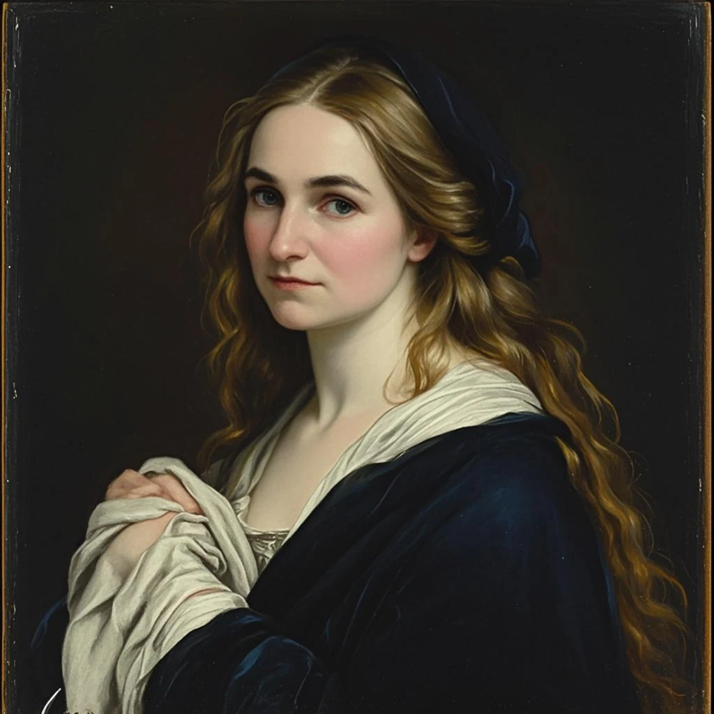 Generate paintings of pensive noblewomen in the style of Vincent van Gogh.