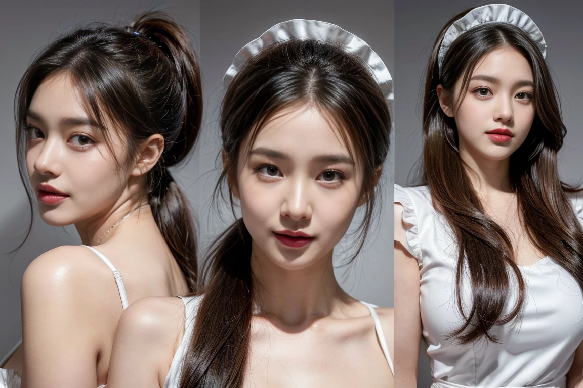 a ,ponytail, (maximum), only, muscle abs, jealous, looking at the audience, (long hair), (NSFW wet), (solid color background,monochrome background), Smile,Shy,Noble beauty,dignified, photographer, realistically, best quality,big breasts, necklace, earrings, staff, Detailed faces, pink background,(stable diffusion), Radial lighting, depth of field, huge breasts,Cherry blossoms,sakura,Mai Shiranui