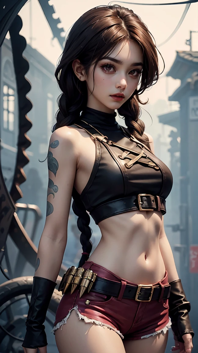 Ultra-realistic, best image quality, 8k, masterpiece, black haired girl, white skin, braids, see-through black dress, baby face, small, slender, graveyard with full moon, beautiful constriction, ideal muscles, perfect skeleton,