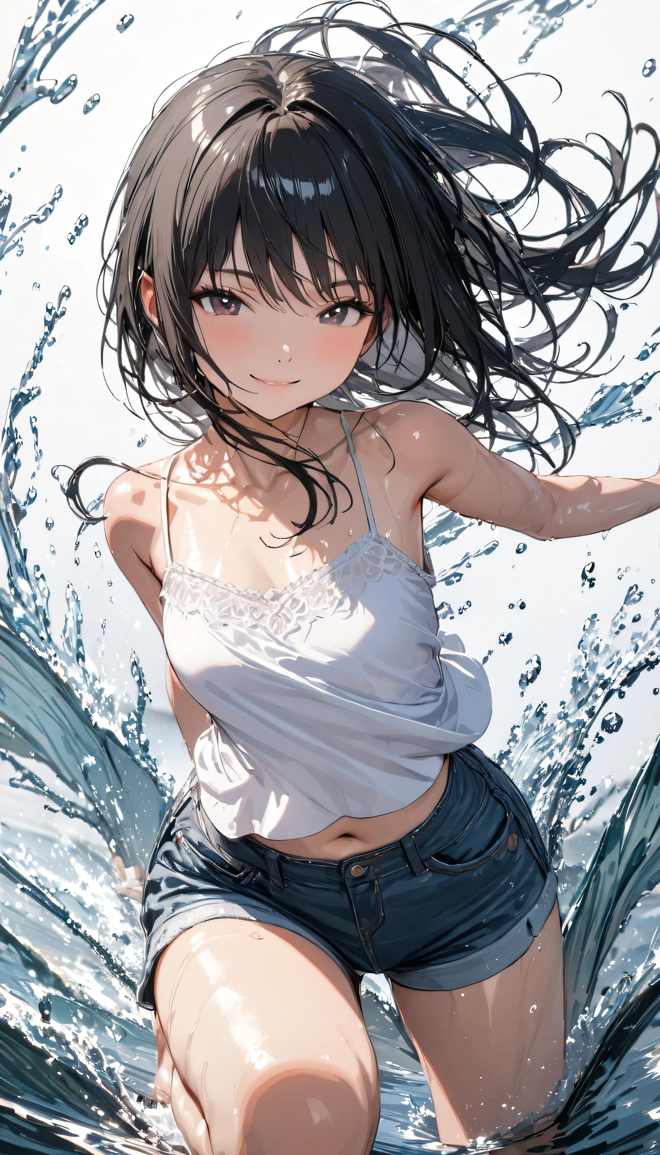 looking ahead,from above,slouch,handjob,side view,face focus,open mouth,tongue out,cum on tongue,Licking a white dildo,(1girl,Beautiful  girl),((Slender,Small breasts,Baby Face,Small face,)),looking at viewer,Black Hair,bangs,two side up,Gray Eyes,Drooping eyes,slit pupils,narrow eyes,Grey checked mini skirt,Navy blue socks,Beautiful and detailed anime art,Mischievous smile,Dimly lit room,Simple Background,Gray background,Low lighting ((( drinking pee ))) pee shower ((( soaking wet )))
