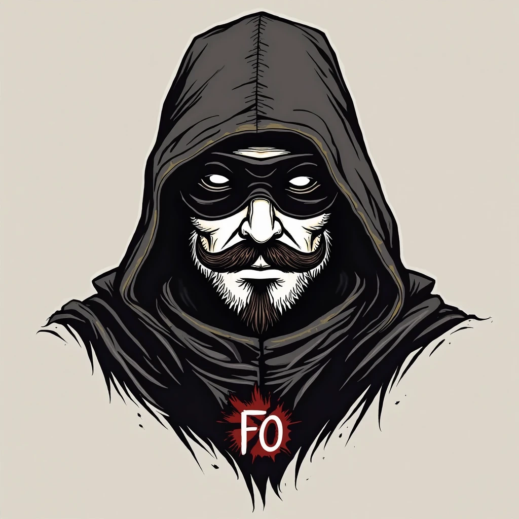 there is a red and gray drawing of a man with glasses and a beard, red face, wearing red tainted glasses, logo art, ink splatter and ink swirling, red and gray ink