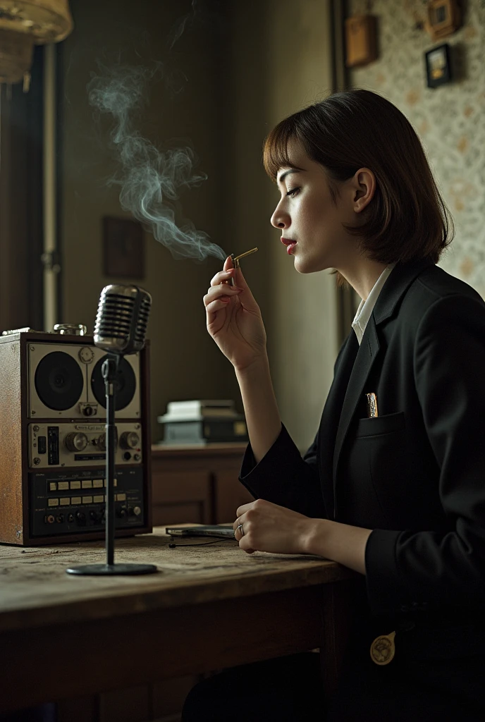 Hyperrealistic art of sharp detailed,
a young girl smoking a cigarette in a dark room
Cinematic Vintage Hollywood Film Style, Extremely high-resolution details, photographic, realism pushed to extreme, fine texture, incredibly lifelike