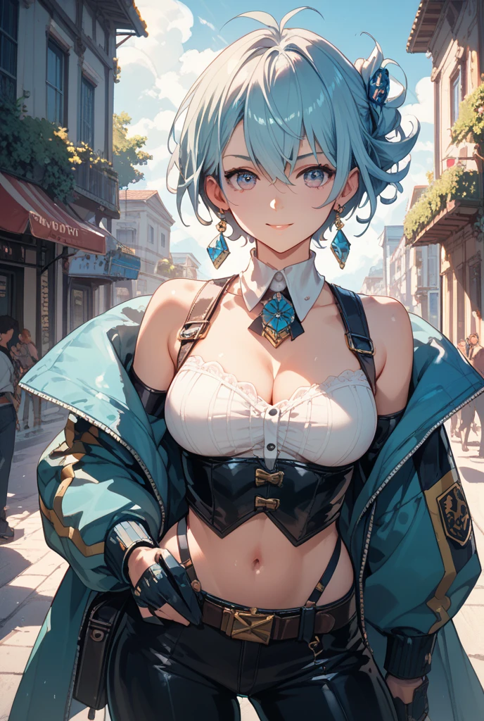 Solo, ((masterpiece)),(best quality),((ultra detailed)), (( blurry night background)), (dynamic angle),((beautiful detailed eyes), ((dynamic pose)), pretty face, ((sexy, cleavage)),((sucrosedef))