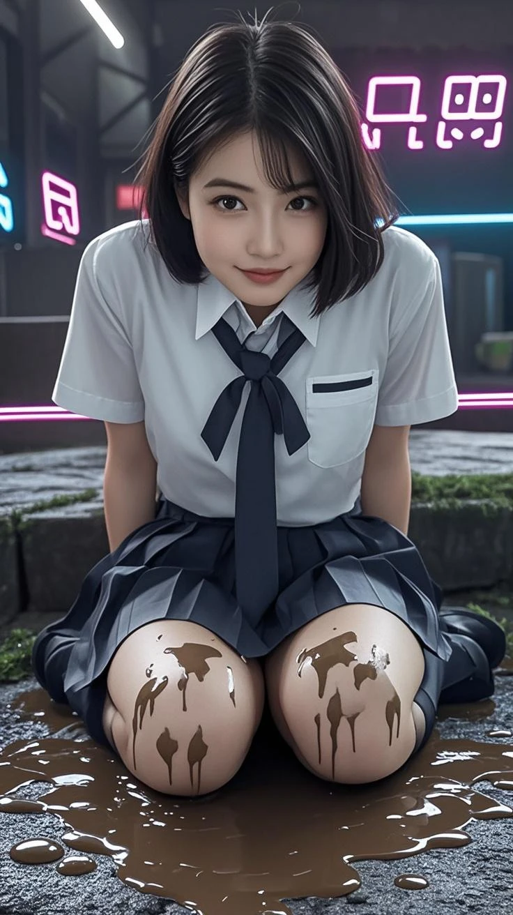 (２Split Photo:1.3)、Magazine Cover:1.3、Japanese,10 years old,Innocent face,Teenage Girl,cute,Primary school students,Private elementary school,uniform,Carrying a small red backpack,Summer clothes,Sitting、front、Cute smile、Laugh with your mouth wide open、((Semen dripping from the mouth:1.2))、Mouth full of semen:1.5、A lot of semen on the tongue、((Cloudy, thick semen))、whole body、Full Body、Semen dripping from the genitals、You can see the nipples、Not wearing a bra
