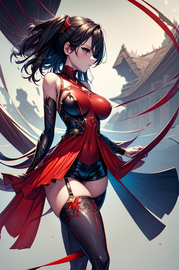 (masterpiece:1.2),(Highest quality),(Very detailed),(High resolution),8k,wallpaper,1 girl,Beautiful female hands,Fine hand,(A female ninja stands in the world of illusions),look at me,Beautiful Eyes,Red glowing eyes,(The background is the beautiful world of the three thousand great worlds),(Beautiful female hands),(Detailed Female Hands),(((Hand,detailed,perfect,perfection,hands)))