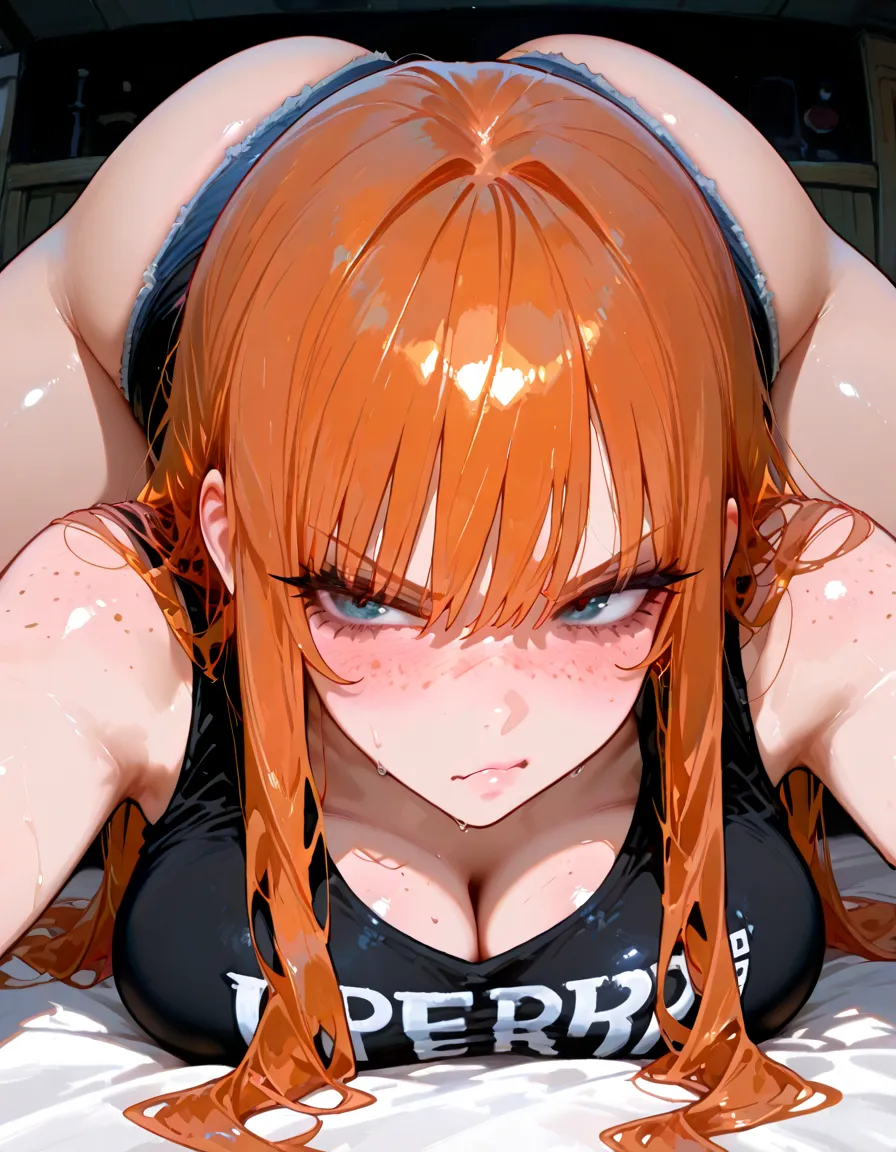 (masutepiece, Best Quality, Detailed), 1girl in, Solo, Indoors, dress room, 双臂在头后, Souryu Asuka Langley, Interface headset, fullnude、Ahegao、A large amount of love juice flows out、Squirting、She has ring piercings on both nipples.、Her body is tied with rope and her breasts are sticking out.....、Ahegao、