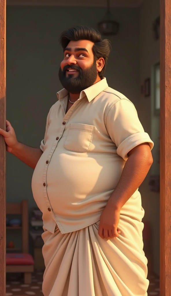 Generate a old fat cubby indian daddy in dhoti