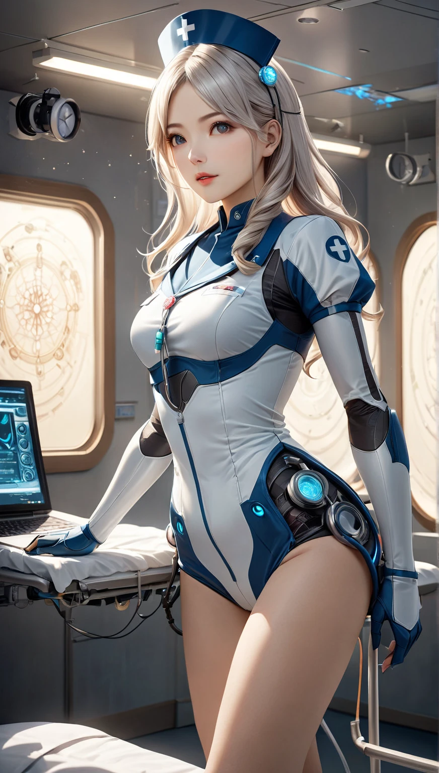 1 cute and beautiful girl, 20 years old, in a huge spaceship, full of technology and futuristic inside, open vision, smooth lines, inspired by the movie Space Traveler, seductive appearance, ultra HD, sexy long legs, no helmet