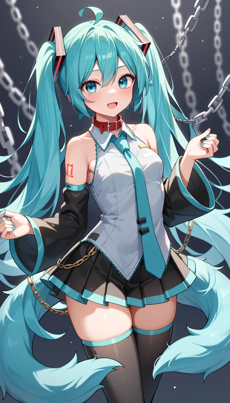 ((masterpiece)), ((best quality)), (ultra-detailed), NSFW, ((torture chamber)),(torture),(((single narrow belt strongly bound waist))),a cute girl, 1girl, solo,(chain bound arms), (both hands are bound and is hung from the ceiling),((thin waist)),(()),beautiful teal hair, beautiful white eyes, (beautiful eyes), long hair,troubled expression, very long (wavy teal hair), twintails, straight bangs, round white eyes, neutral face, cheeks, medium brea(with clothes)) ((teal hair))