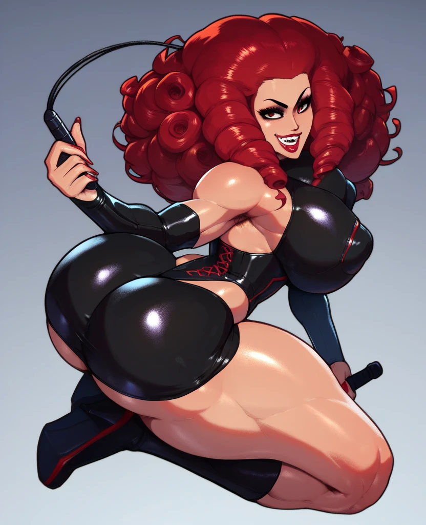 Realistic Huang Tingting, Fluffy red curly hair, sexy for,delicate skin, Detailed body, musculous, Alone, Wear Glitter Latex Glitter Leather Skinny Hot Pants, average horoscope, Thigh thick, Wide hips, muscular arms, they have many, bulging veins in the body, vein, muscle veins, Abs, Thigh thick, eBlue eyes, Natural skin texture, Mini vest reveals slender abs, Skin glows, Skin glows, Wet skin, soaking, Skin glows, oilly skin, in the mediterranean, hight contrast, Realistic skin, skin pore, intricately details, with black background, hight contrast, Realistic skin, skin pore, intricately details, RAW photogr, ,glossy lips, lusciouslips, pretty nose, lifelike rendering, Immersive atmosphere, lightand shade contrast, Moody light, Perfect female body, Realistic skin, skin pore,high-leg swimsuit,One-piece swimsuit,(Leg straps,,arm belt,collars,choker necklace,lots of jewelry:1.5)