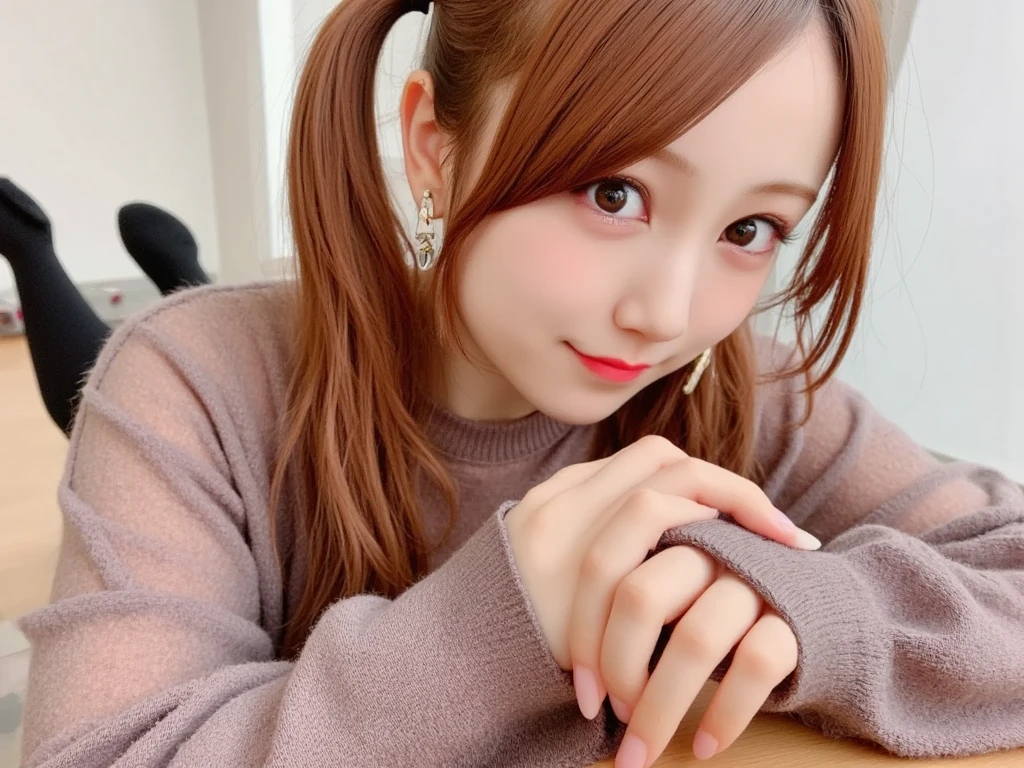 There is a woman with long hair wearing a red sweater, ulzzangs, sakimichan, sakimichan, 🍁 Cute, Red color, the face of a beautiful Japanese girl, cute - fine - face, 奈良美智, shikamimi, chiho, Rin, luminous red eyes, red contact lenses