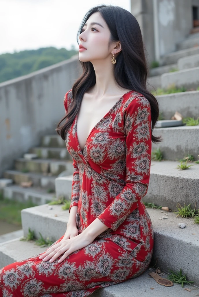 (((HD photo))), ultra high res.photorealistic:. 1.4, UHD (best quality,4k,8k,highres,masterpiece:1.3),ultra-detailed,(realistic,photorealistic,photo-realistic:1.37),1 girl,beautiful detailed eyes,beautiful detailed lips,extremely detailed face,long eyelashes,medium:oil painting,soft lighting,impressionistic style,red colors,beautifully shalwar kameez dressed,wistful expression,standing with one hand on the window frame,gentle breeze blowing her hair,warm sunlight streaming through the window,green plants visible outside the window,soft curtains framing the girl,peaceful atmosphere,serene and tranquil ambiance