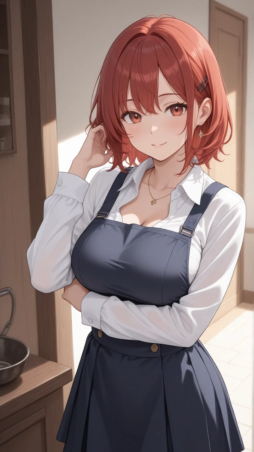 ((masterpiece)), (best quality),, official art, extremely detailed CG unity 8k wallpaper, highly detailed, shiny skin, Depth of field, vivid color,, 1girl, (curvy:1.0), (full body:0.8), girl wearing overalls, sexy , portrait sophie mudd, casual pose, gorgeous young model, cute young woman, a beautiful -aged girl, very pretty model, young , cute young girl, beautiful young girl, beautiful model, shorter red hair, light hair, shiny hair, young and cute girl, girl, Cow Girl, Cow girl from Goblin slayer anime, Goblin Slayer anime, anime, looking at me, wild pose, sexy pose