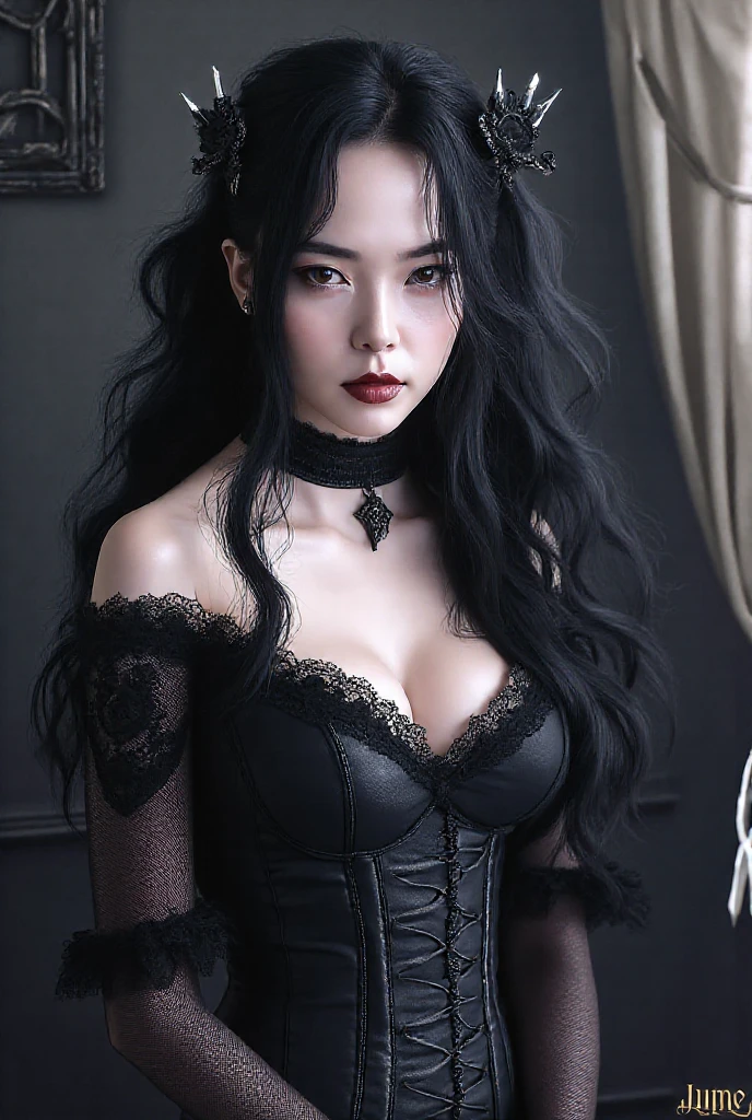 Black and white 1 black doll with flowers, flowers in background, leather on dress with flowers, your art in fine ink, comic style, portrait of black, Marilyn Munroe, long black hair, Glamour de Hollywood, beautiful line art, black and white comic style, manga style, manga art style, pencil and ink caricature drawing, black and white coloring
