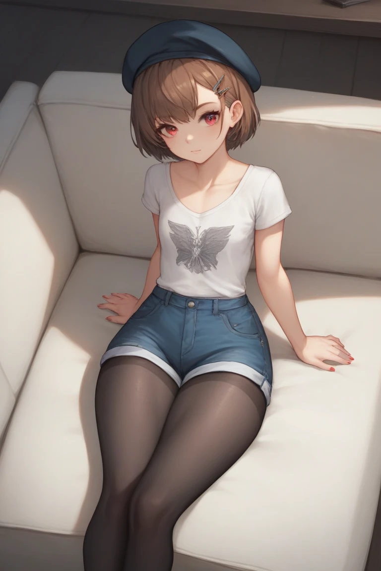 ((full body:1.4)), irohaisshikitest, iroha isshiki, short hair, brown hair, (brown eyes:1.5),
((black tank:1.4)), ((black converse shoes:1.4)), ((short jeans:1.4)), ((fishnet stockings:1.4)), ((underboob1.4)), ((smug face)), red face.
BREAK, bed, ((lying on back)), ((spread legs)), 
BREAK ((looking at viever:1.4)), BREAK (masterpiece:1.2), best quality, high resolution, unity 8k wallpaper, (illustration:0.8), (beautiful detailed eyes:1.6), extremely detailed face, perfect lighting, extremely detailed CG, (perfect hands, perfect anatomy),