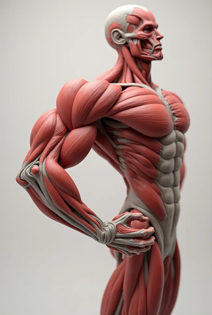 A semi-human man, with noticeable bones, ribs and spine with blue and red nerves, Guerrero