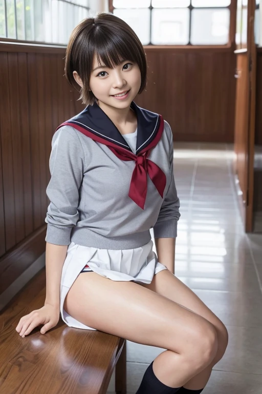 (looking at viewer:1.3),(white panties:1.3),(looking straight ahead:1.3),(big smile:1.2),(happy smile:1.1),(extremely beautiful face:1.3),(big eyes:1.3),(double eyelids:1.3),(very long silky hair:1.3),(long eyelashes:1.2), beautiful lips, beautiful eyes,(beautiful teeth:1.2),(sexy panties:1.1),(realistic silk panties:1.2),(detailed panties:1.3),(17 year old girl:1.2),32K,masterpiece, Raw photo, (detailed fingers:1.2),Best Quality, photorealistic, highly detailed CG Unity 32K wallpaper, intricate detailed face, (Ultra detailed skin:1.2) super idol, clear eyes, thick thighs, drooping eyes,, Japanese school uniform, loose socks,