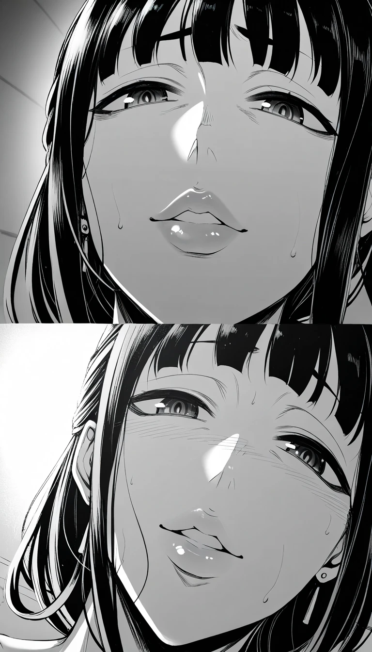 face on focus,Ahegao, point of view, tongue out,Full Color,Close-up of face,Close up on face,((Princess Daisy)), Favorite scene, The finer details. skin,sweating,(Mature Woman), Sweat dripping, Sweat more,Chubby,Plump lips,shirobako, big)}] ((Only one girl)) 
