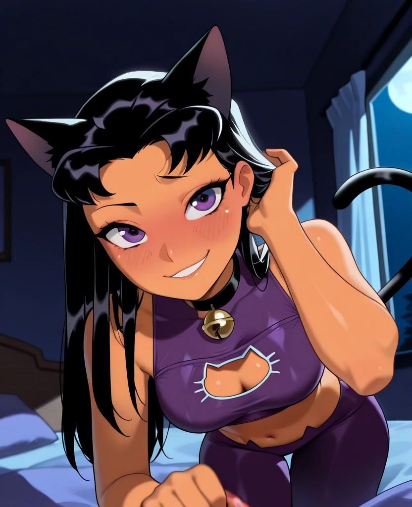 Akane tendo, cabello rojo, Cabello con trenza, ojos azules, ojos detallados, cuerpo completo, Cleavage Bulge, Sexy Attire, Cat Lingerie, orejas de gato, cola de gato,
