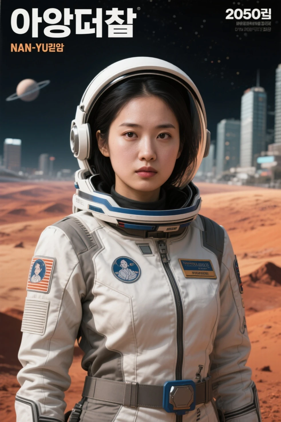 Sci-fi space adventure(((Modern fashion movie poster))),(poster for),((charact)),Cool sci-fi movie art style,tmasterpiece,super-fine,Ultra photo realsisim,Hyper-realistic,best qualtiy,8K,Ultra-clear,A high resolution