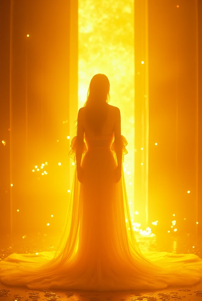 Mujer fantasma fantasma 3D, Iluminado por un resplandor dorado