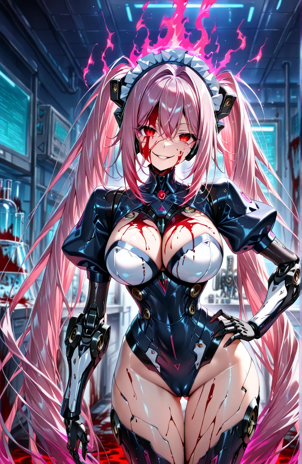 ((unreal engine 5, 100-layer, hyper-detailed, high resolution, textile shading, beautiful detailed eyes, 4k, 8k, 16k, stunning, sharp, smooth, realistic, intricate, overall detail)), dissected human, reproductive worship, monster, horror alien, bio punk, biological technology, Cthulhu, shapeshifting corpse, bloody water, monsters are tearing people's skin, dark biotech, corrupt human organs, monsters are pulling out human organs, close to viewer, (an distortion delicate and disgusting), dead bodies everywhere, distortion art, sacrificial ceremony, eyes full of desire, tentacles restrained, stuck in cage, nsfw, ((1 cute girl, kawaii, young face,nude, arms behind back, full harness, nipples, sex, rape, evil smile, tearful, :o, blue shiny hair, long hair, green eyes,gigantic breasts,abs,bring her heart)),(pale skin), (highly detailed veiny body, highly detailed (veiny muscles):1.2),outdoor, ((collapsed buildings, bloody detailed sky, biological corpse factory, in the biological corpse factory)), ((looking at viewer, straight-on)), ((cowboy shot, face focus)), ((perfect face)), ((perfect anatomy)), intricate, (highly detailed)