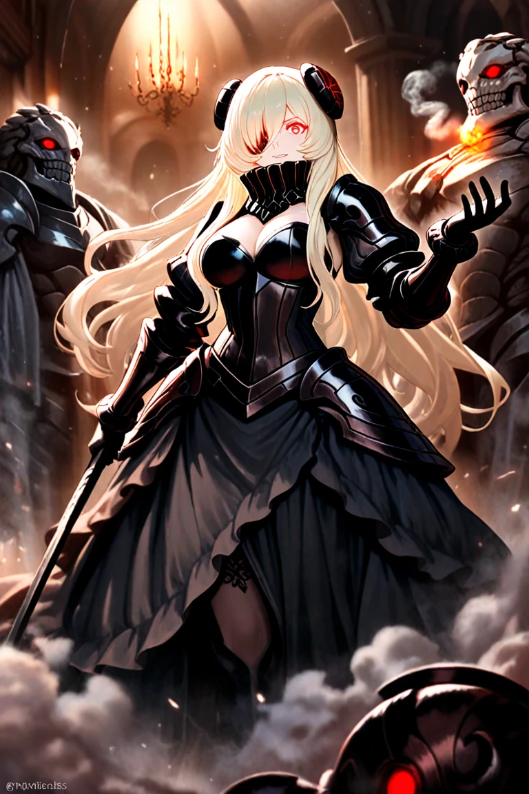 bratz, <lora:bratz3-01:0.5>, lips, large breasts, beautiful, makeup, mascara, lip gloss, perfect eyes, long eyelashes, long blonde hair, wearing a black gothic dress, (holding a large glowing red sword:1.4), <lora:add_detail:0.3>, (action shot), masterpiece, best quality, wide-angle, Hyperdetailed, masterpiece, best quality, 8k, shiny, glow, (bloom), natural lighting, soft lighting, sunlight, HDR (High Dynamic Range), Maximum Clarity And Sharpness, Multi-Layered Textures, outside, nighttime, on top of a gothic castle