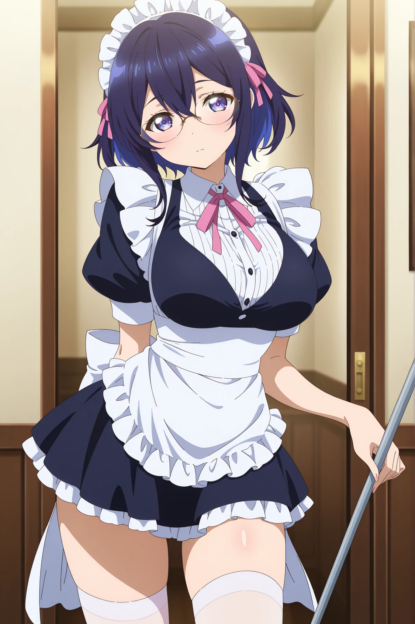 (Extremely detailed CG unified 8k wallpaper), (masterpiece), (best quality), (Super detailed), (Best Illustration), (best shadow), (Ridiculous), 1 girl, alone, Xiaonan Mingcheng, maid, maid headdress, collar, wrist cuffs, short sleeves, parted bangs, hairpin, Smile, Keep your mouth shut, lean forward, V arm, coffee shop,(((She lifted her shirt, Reveal under her bra))).(Skirt lift:1.3), (thongs:1.1),White panties,.((sit on the chair,spread legs)), bends his knees,spread legs,